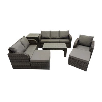 Fimous Hoher Récken Polyrattan Gartenmöbel Set mit Loveseat Couchtisch