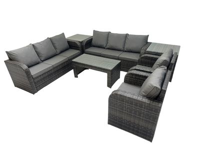 Fimous Polyrattan Sofa Set Outdoor Patio Gartenmöbel Dunkelgrau Gemischt