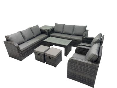 Fimous 10-Sitzer Polyrattan Sofa Set Outdoor Patio Gartenmöbel