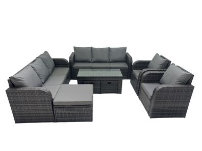 Fimous 11-Sitzer Polyrattan Sofa Set Outdoor Patio Gartenmöbel