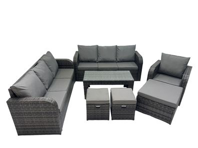 Fimous 10-Sitzer Garten Sofa im Freien Set Polyrattan Gartenmöbel Set