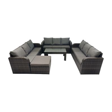 Fimous Garten Sofa im Freien Set 10-Sitzer Polyrattan Gartenmöbel Sets