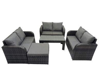 Fimous 7-Sitzer Patio Sofa Set mit Couchtisch Loveseat 2 Großer Hockern