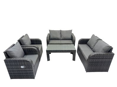 Fimous Rattan Gartenmöbel Set im Balkon 6-Sitzer Garten Sofa Set