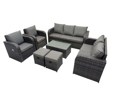 Fimous 9-Sitzer Hoher Récken Rattan Gartenmöbel Sets mit 3-Sitzer Sofa Love Sofa