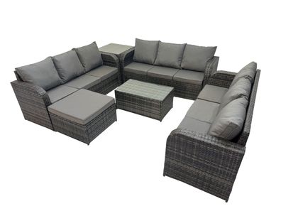 Fimous Rattan Lounge Sofa Set 10-Sitzer Gartenmöbel-Set mit Beistelltisch