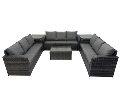 Fimous Rattan Lounge Sofa Set 9-Sitzer Gartenmöbel-Set mit 2 Beistelltischen