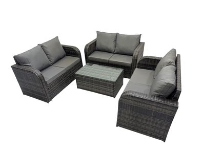 Fimous Gartenmöbel-Sets 6-Sitzer Love Sofa Dunkelgrau Gemischt