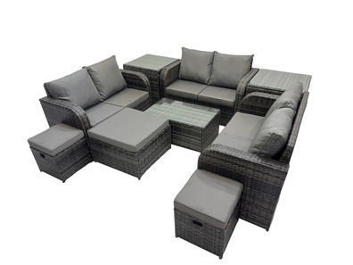 Fimous Polyrattan Gartenmöbel Set Garten Sofa im Freien Set mit Love Sofa Couchtisch