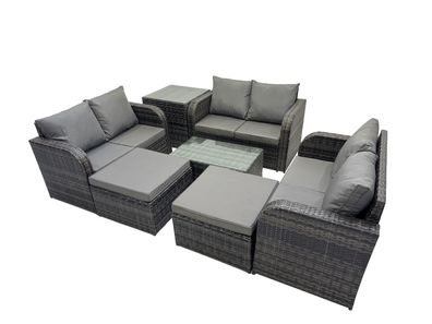 Fimous Polyrattan Gartenmöbel Set 8-Sitzer Garten Sofa im Freien Set