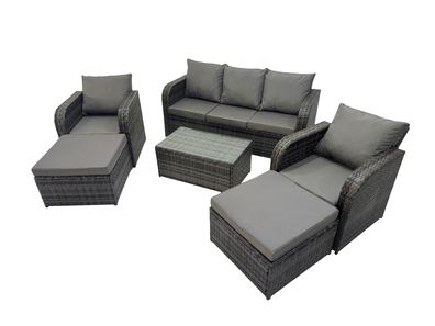 Fimous Polyrattan Gartenmöbel Set 7-Sitzer Garten Sofa im Freien Set