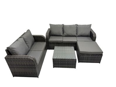 Fimous Polyrattan Gartenmöbel Sets 6-Sitzer Garten Sofa im Freien Set