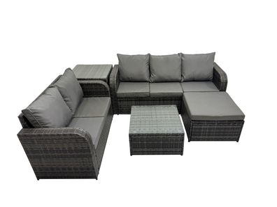 Fimous Polyrattan Gartenmöbel Sets 6-Sitzer Garten Sofa im Freien Sets