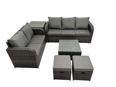 Fimous Polyrattan Gartenmöbel Sets 7-Sitzer Garten Sofa im Freien Set