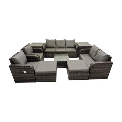 Fimous Rattan-Gartenmöbel 9 Stéck Patio Set Tisch Sofa Stéhle mit 2 Beistelltischen