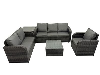 Fimous Rattan-Gartenmöbel 5 Stéck Terrassenset mit Tisch und Sofa Beistelltisch