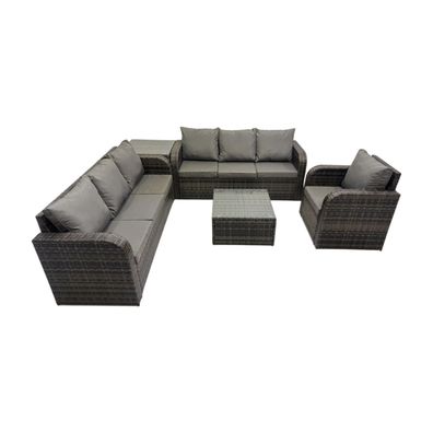 Fimous Polyrattan Garten Sofas Couchtisch Set mit Liegestéhle Beistelltisch