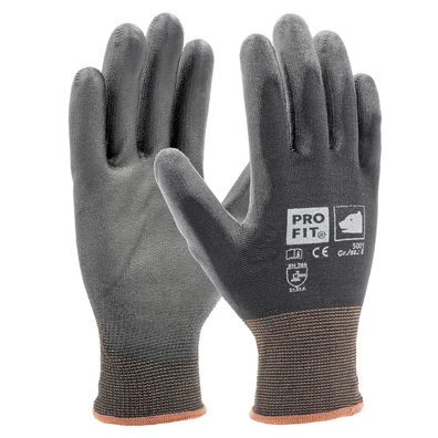 PRO FIT Arbeitshandschuhe - PU-Handschuhe, Gartenhandschuhe 12 Paar, Schwarz Größe 8