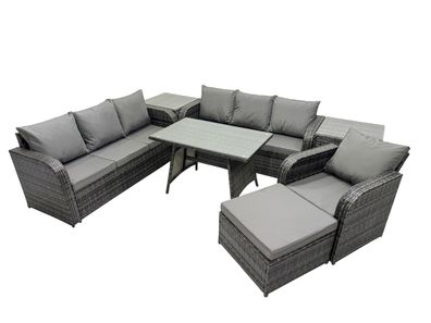 Fimous Garten Sofa im Freien Set Polyrattan Gartenmöbel Set mit 2 Beistelltisch