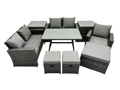 Fimous Garten Esstisch Set Polyrattan Outdoor Möbel Sofa