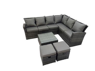 Fimous Polyrattan Gartenmöbel Set Outdoor Lounge Ecksofa Set 8-Sitzer