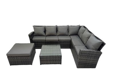 Fimous Polyrattan Gartenmöbel Set Outdoor Lounge Ecksofa Set mit Couchtisch