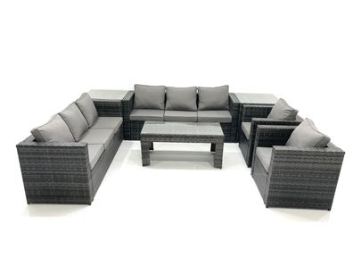 Fimous Polyrattan Gartenmöbel set mit Couchtisch Sessel 2 Beistelltischen