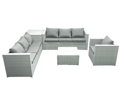 Fimous Polyrattan Sofa Gartenmöbel Set mit Quadratischer Couchtisch Beistelltisch