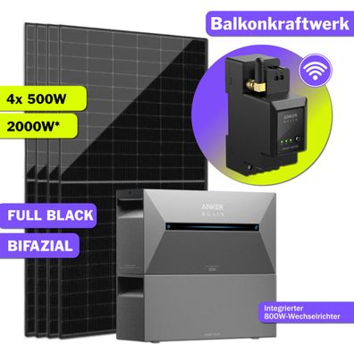 2000W Balkonkraftwerk Anker Solix Speicher Set 3.2kWh Wechselrichter integriert