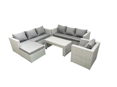 Fimous Polyrattan Gartenmöbel-Set im Freien mit 2 Großer Hockern