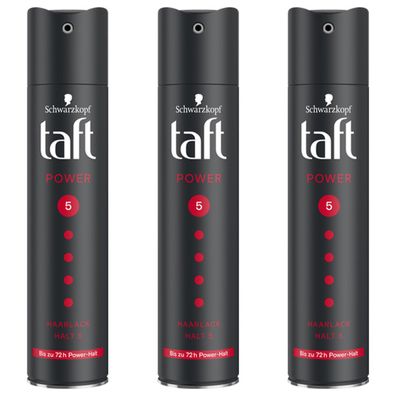 taft Power Haarlack Halt 5 bis zu 72h sehr starker Halt 250ml 3er Pack