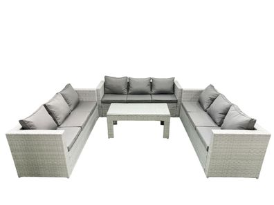 Fimous Gartenmöbel im Freien Polyrattan 9-Sitzer Garten Sofa Set Hellgrau gemischt