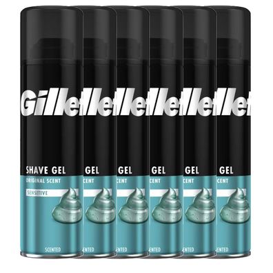 Gillette Rasiergel empfindliche Haut und leicht parfümiert 200ml 6er Pack