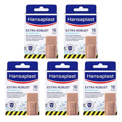 Hansaplast Pflaster Extra Robust Waterproof Pflaster 16 Stück 5er Pack