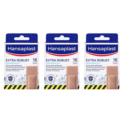 Hansaplast Pflaster Extra Robust Waterproof Pflaster 16 Stück 3er Pack