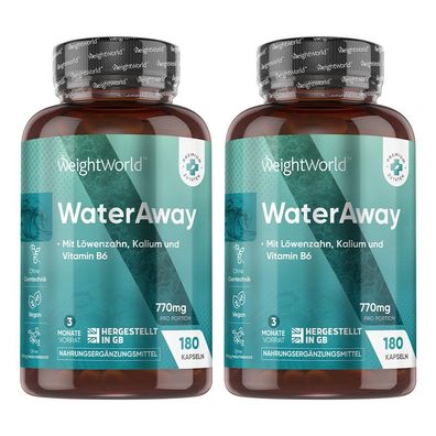 Water Away Kapseln - 11 in 1 Komplex für 3 Monate 180 Entwässerungskapseln - 2 Pack