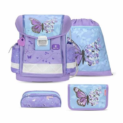 Belmil Classy ergonomisches Schulranzen-Set 4-teilig "Purple Blue Butterfly" mit