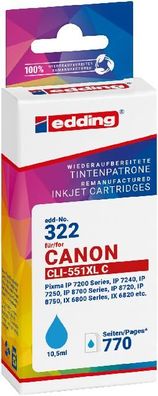 Tintenpatrone EDD-322 ersetzt Canon CLI-551XL