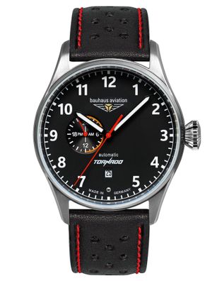 Bauhaus Herren-Fliegeruhr CT-BHA Tornado Automatik Schwarz 2764-2