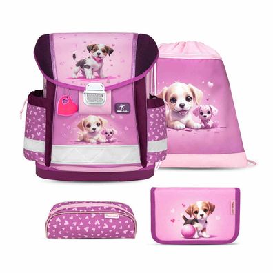 Belmil Classy ergonomisches Schulranzen-Set 4-teilig "Little Puppies" mit Brustgurt