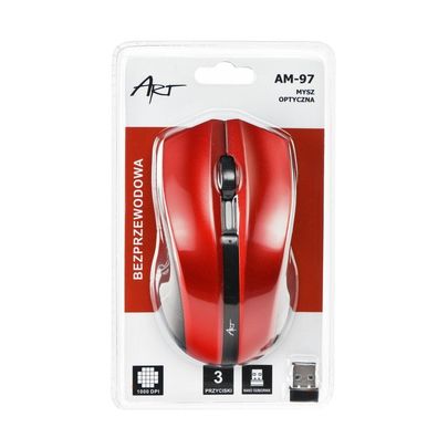 ART Kabellose Maus Wireless Schnurlose Optische 3 Tasten Maus USB Rot