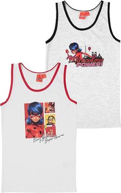 Miraculous Ladybug Unterhemd für Mädchen - Kinder Tank Top Unterwäsche Weiß/Grau