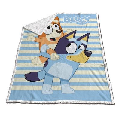 Bluey Fleecedecke Sherpa 120x150 cm Kuschelige Kinderzimmerdecke im Bluey-Design