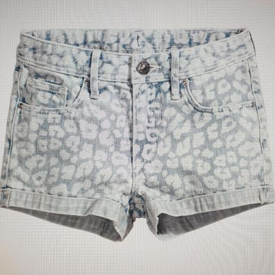 H&M Hot Pants Mädchen Shorts Jeans Gr.140 hellblau Leopardenmuster NEU