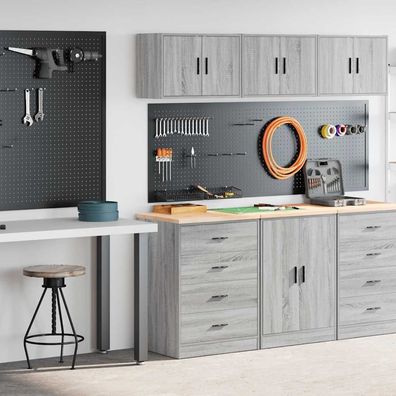 vidaXL Garagenschränke 2 Stk. Grau Sonoma Holzwerkstoff