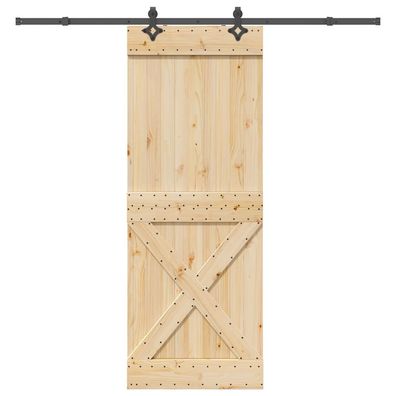 vidaXL Schiebetür mit Beschlag 85x210 cm Massivholz Kiefer