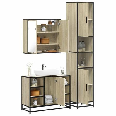 vidaXL 3-tlg. Badmöbel-Set Sonoma-Eiche Holzwerkstoff
