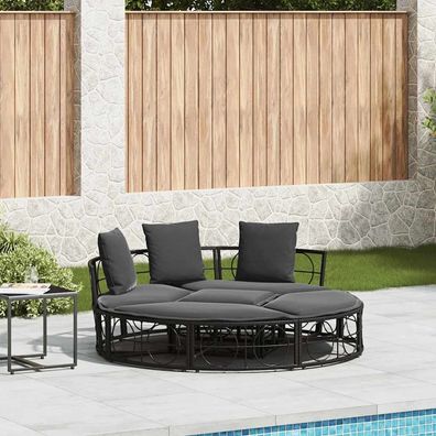 vidaXL Outdoor-Loungebett ohne Dach Schwarz Poly Rattan