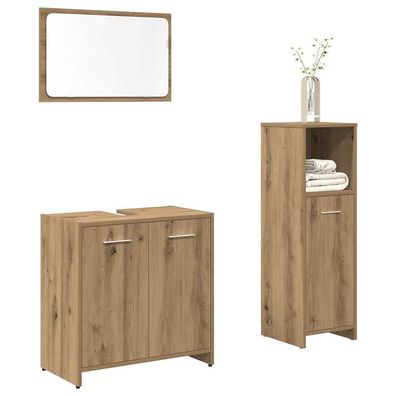 vidaXL 3-tlg. Badmöbel-Set Artisan-Eiche Holzwerkstoff