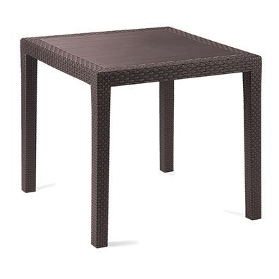 Gartentisch Tisch 79x79cm Rattan-Optik Kunststoff Terrasse Mokka eckig Outdoor